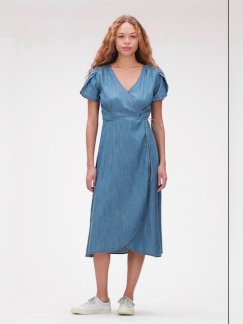 GAP Wrap Maxi Dress in Denim Blue - Picture 9 of 9